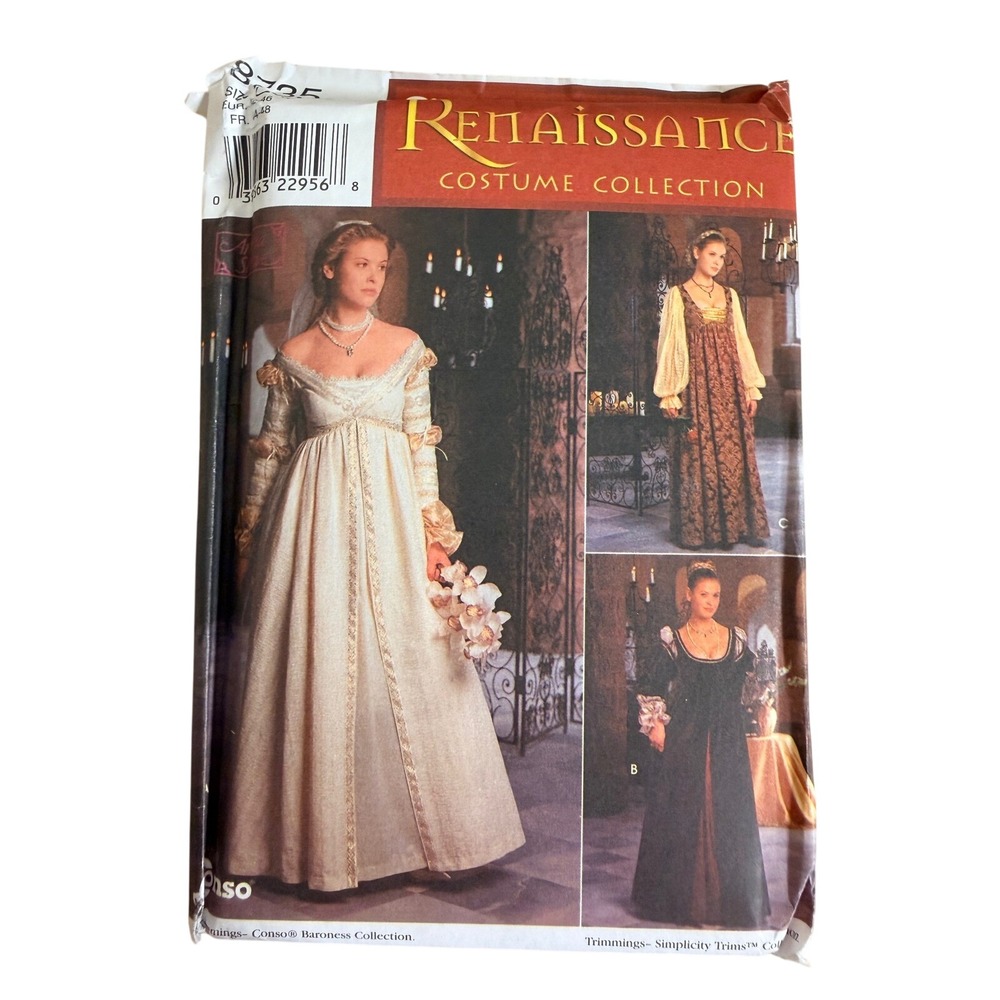 UNCUT Simplicity 8735 Renaissance Wedding Gown Costume Pattern  U16-22 Medieval